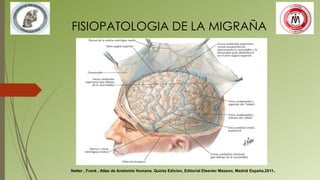 FISIOPATOLOGIA DE LA MIGRAÑA
Netter , Frank , Atlas de Anatomia Humana, Quinta Edicion, Editorial Elsevier Masson, Madrid España,2011.
 