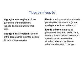Migração.pdf- conteúdo de geografia, fundamental | PDF