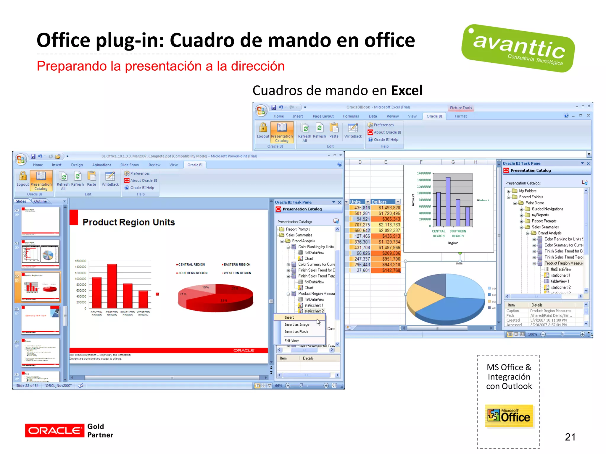 Office plug-in: Cuadro de mando en office
Preparando la presentación a la dirección
                                   Cuadros de mando en Excel




                                                               MS Office &
                                                               Integración
                                                               con Outlook




                                                                             21
 
