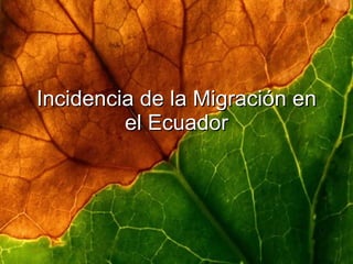 Incidencia de la Migración en el Ecuador