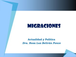 MIGRACIONES

    Actualidad y Política
Dra. Rosa Luz Beltrán Ponce
 