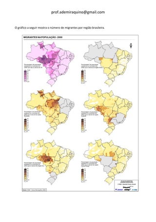 prof.ademiraquino@gmail.com


O gráfico a seguir mostra o número de migrantes por região brasileira.
 