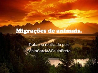 Migrações de animais. Trabalho realizado por: FábioGarcia&PauloPreto 