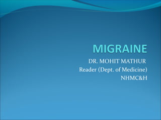 DR. MOHIT MATHUR
Reader (Dept. of Medicine)
NHMC&H
 