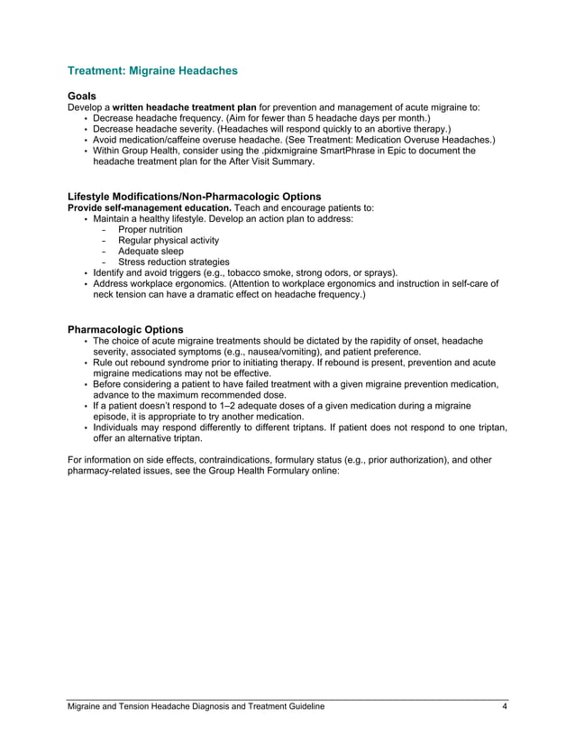 Migraine and headache diag guideline group health | PDF