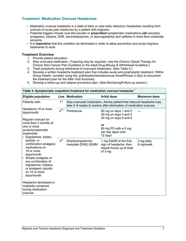 Migraine and headache diag guideline group health