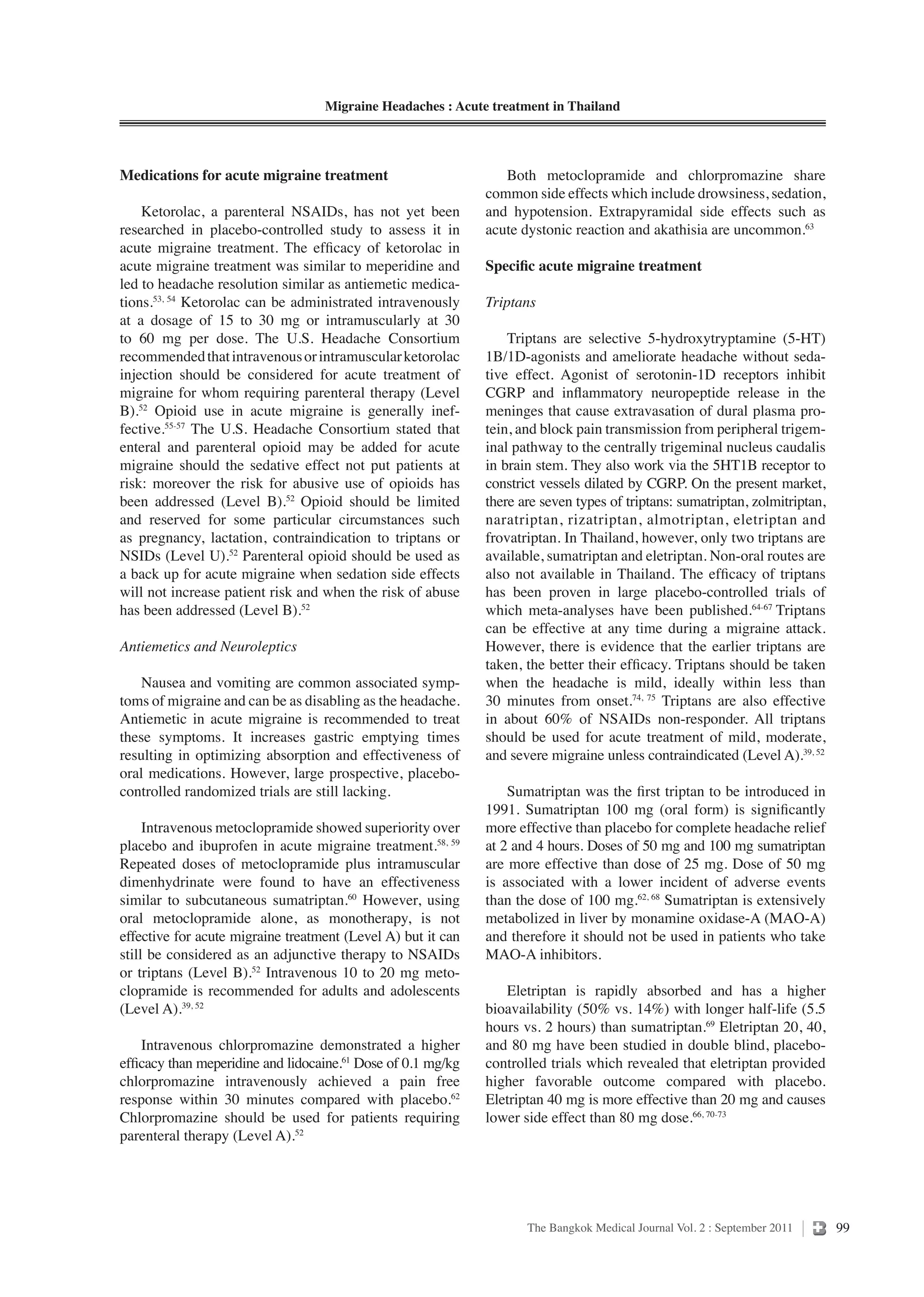 Migraine Headaches : Acute treatment in Thailand | PDF