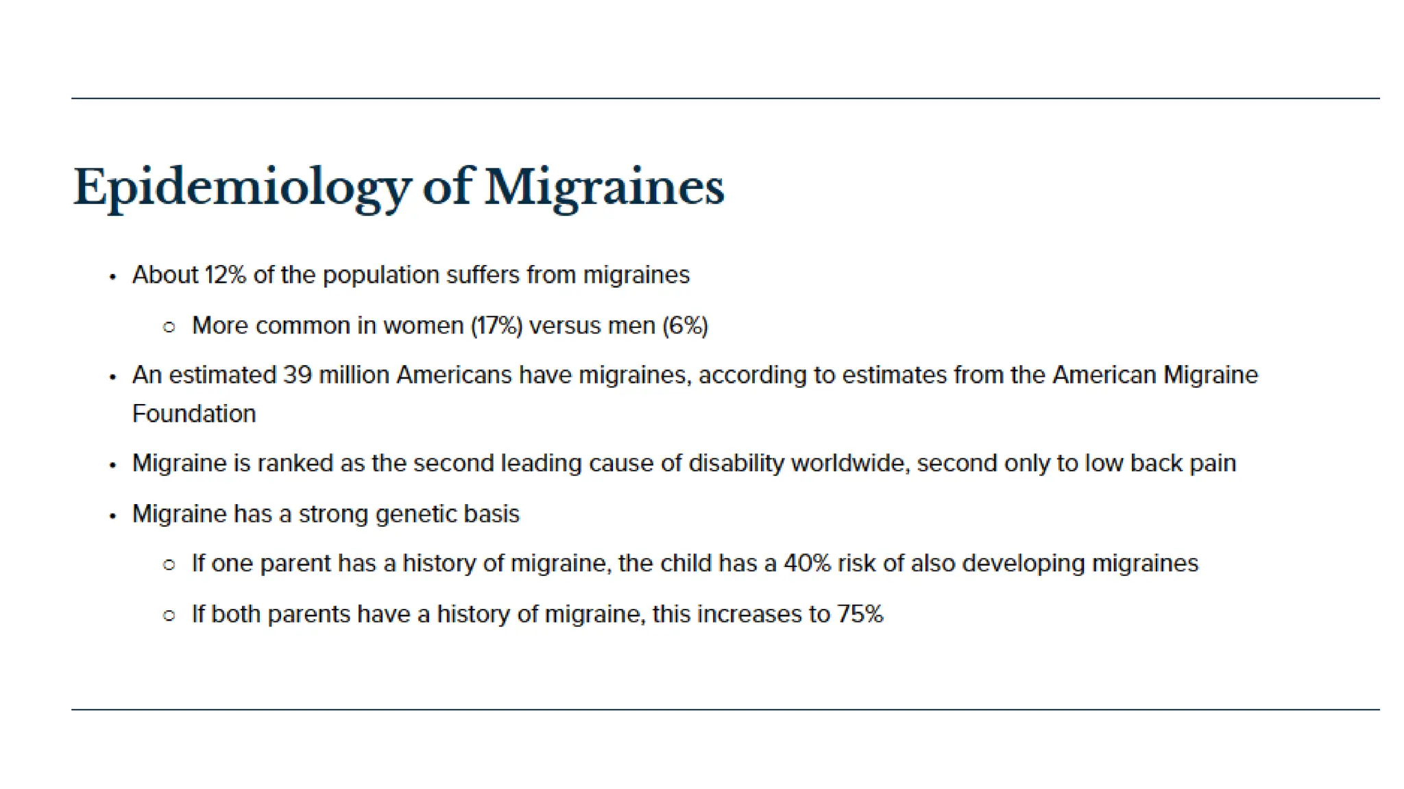 MIGRAINE OVERVIEW FOR NEUROLOGIST AND GENERAL PRACTIONER PPT