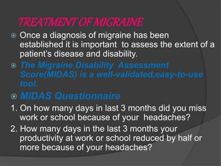 Midas Pain Example MIGRAINE AND TENSION TYPE HEADACHE | PPTX