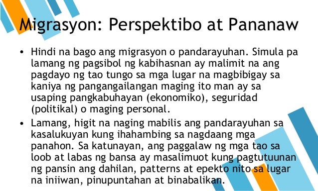 Mabuting Epekto Ng Migrasyon Sa Personal/pamilya Migrasyon