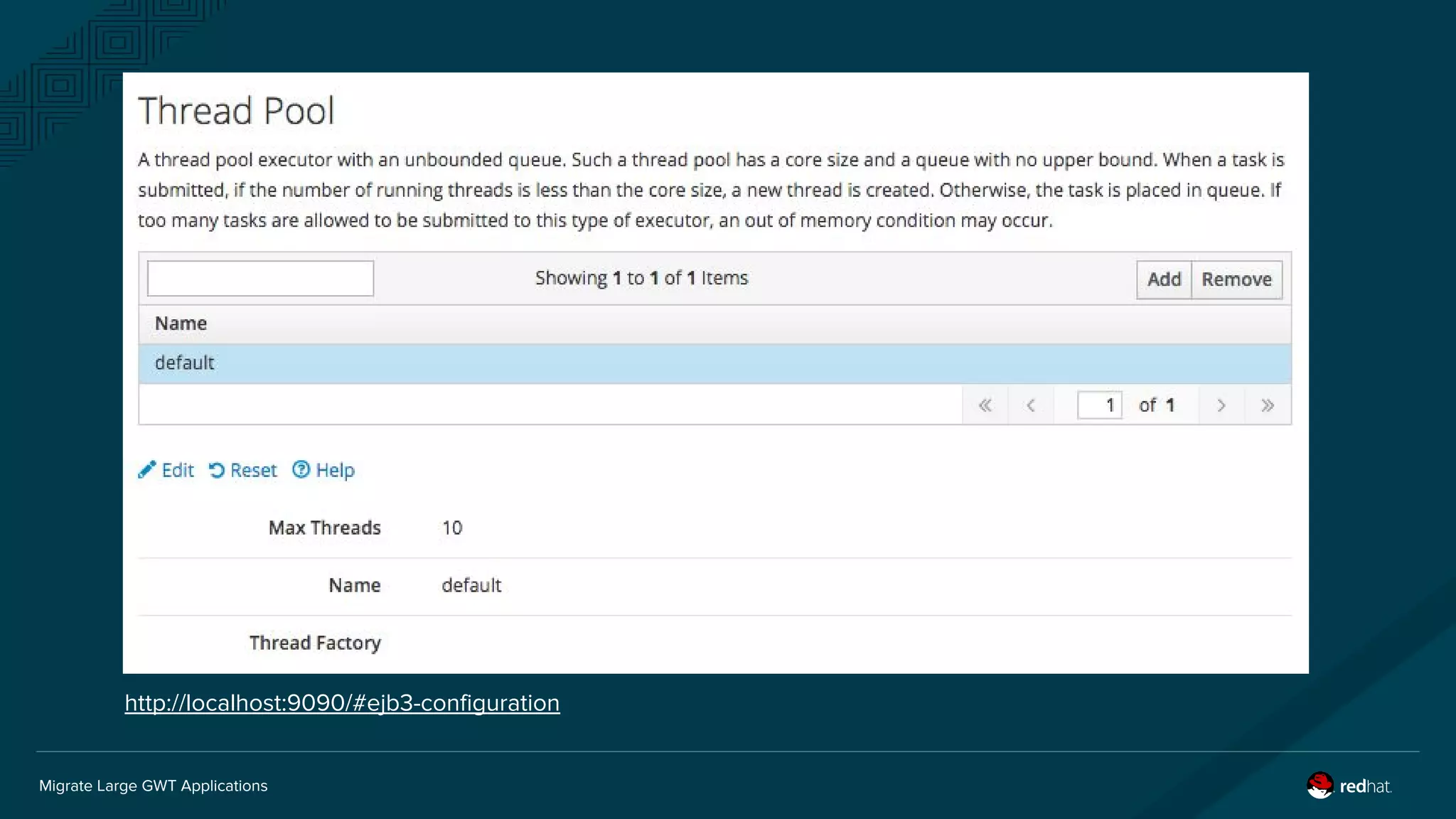 Migrate Large GWT Applications
http://localhost:9090/#ejb3-configuration
 