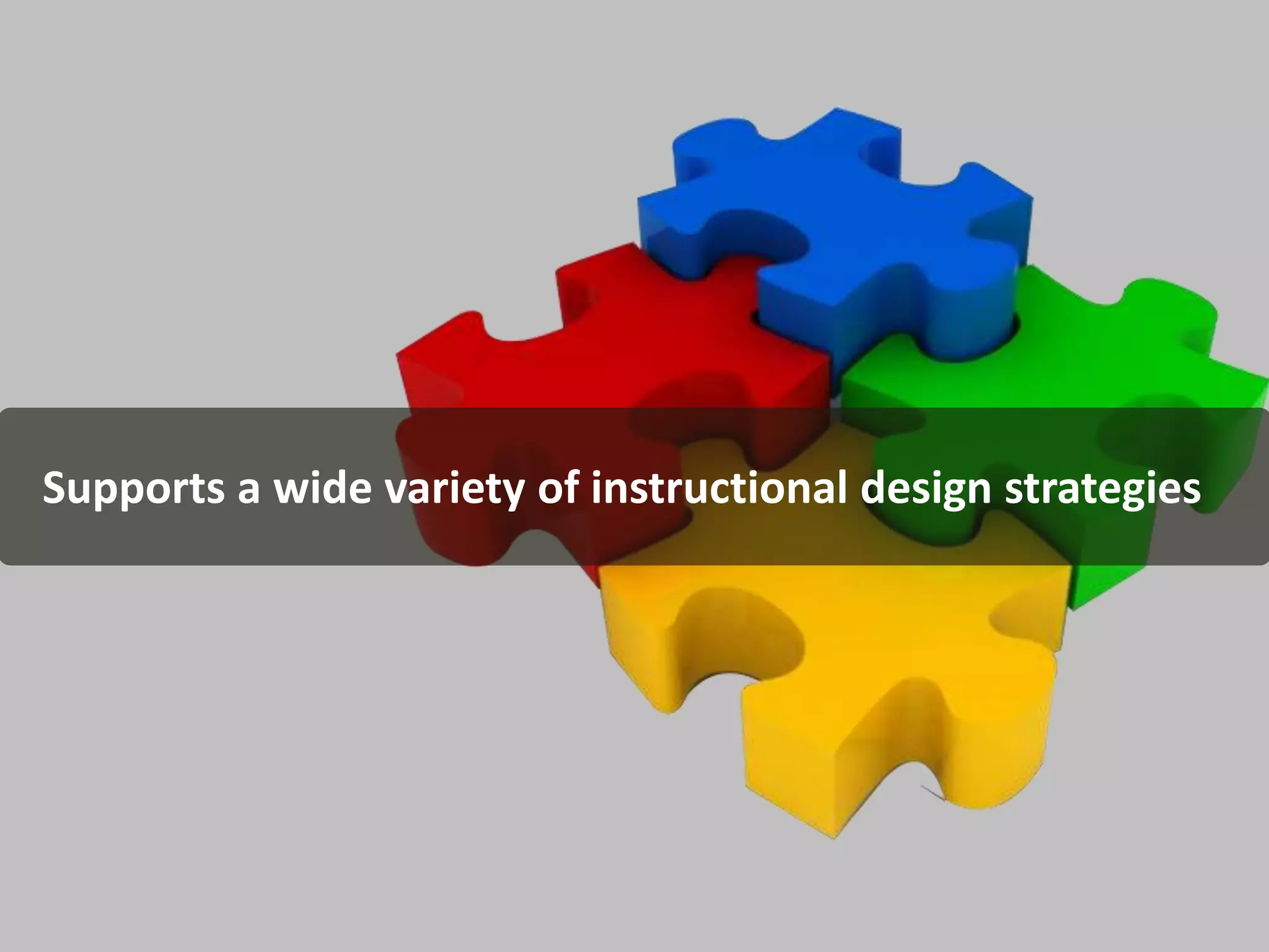 Supports a wide variety of instructional design strategies
 