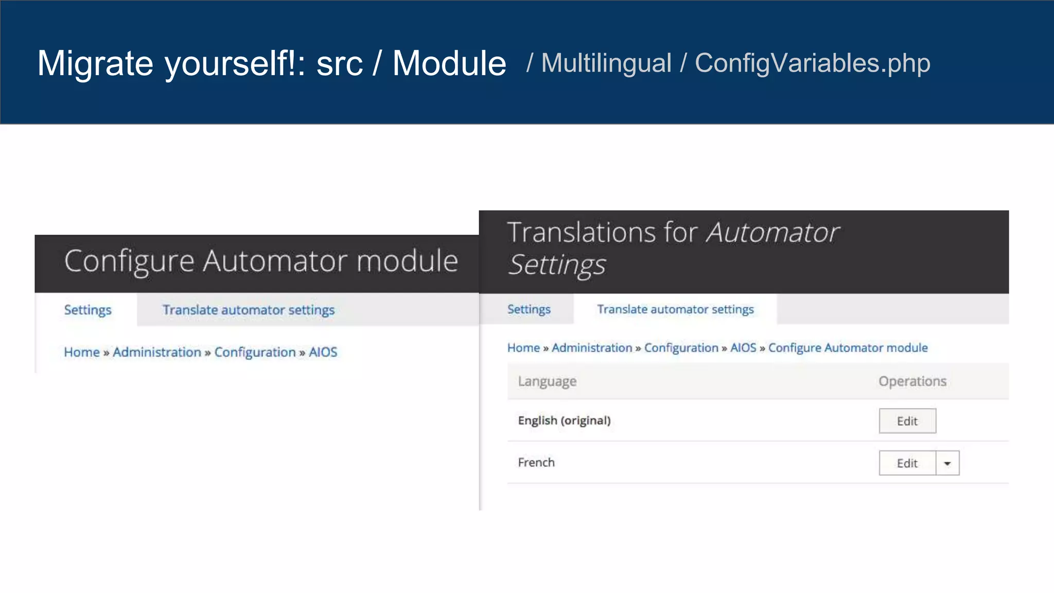 Migrate yourself!: src / Module / Multilingual / ConfigVariables.php
 