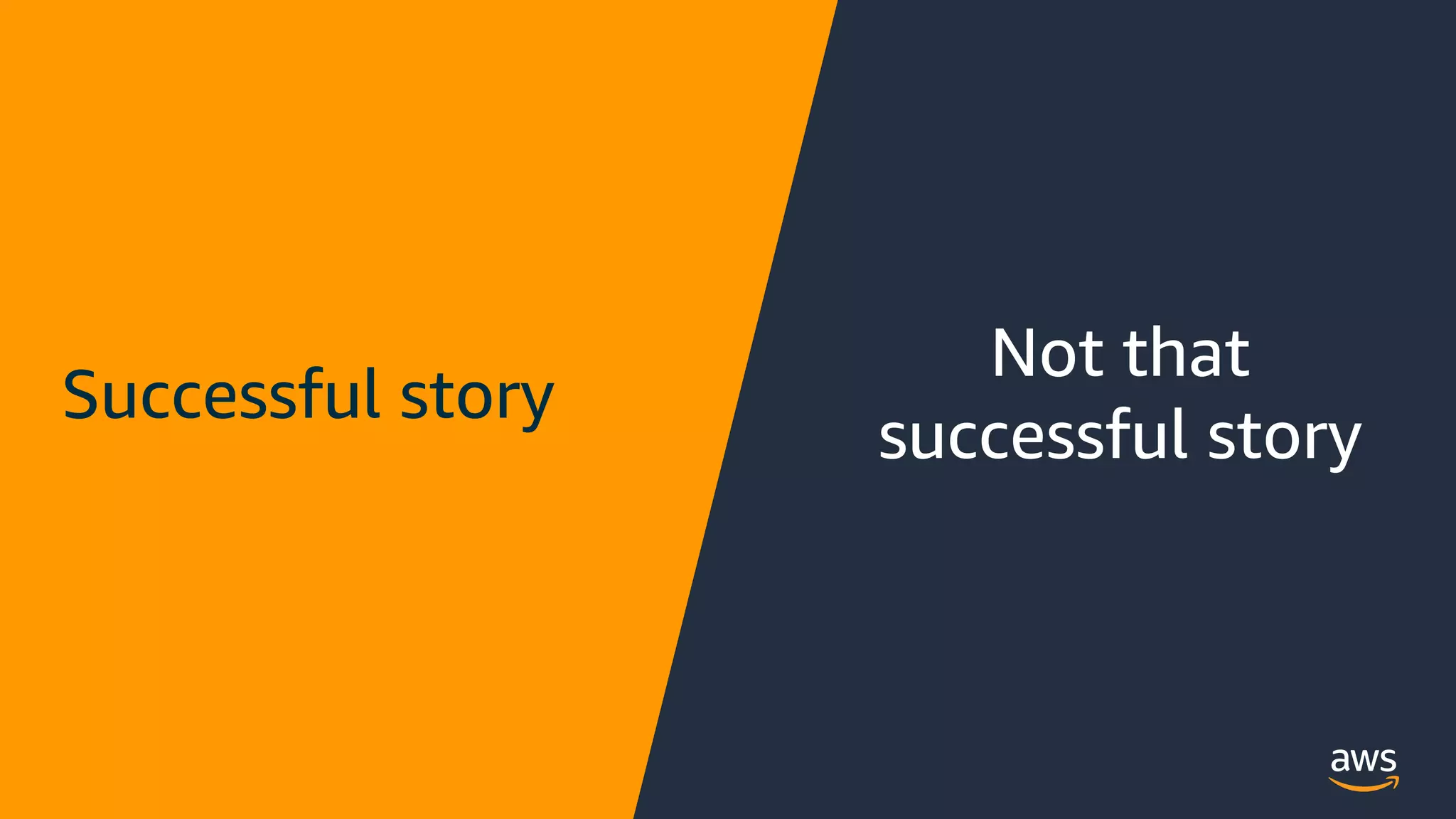 © 2020, Amazon Web Services, Inc. or its Affiliates.© 2020, Amazon Web Services, Inc. or its Affiliates.
2 stories
rovio
Successful story
Not that
successful story
 