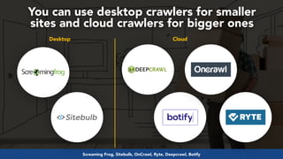 #webmigrations at #seo4Life by @aleyda from @orainti
You can use desktop crawlers for smaller
sites and cloud crawlers for...