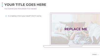 Your Subtitle Goes Here (Delete if not needed)
YOUR TITLE GOES HERE
● Is a laptop more your style? Don’t worry.
40
REPLACE ME
 