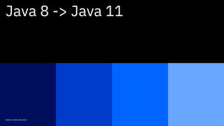 7ORACLE CODE ONE 2019
Java 8 -> Java 11
 