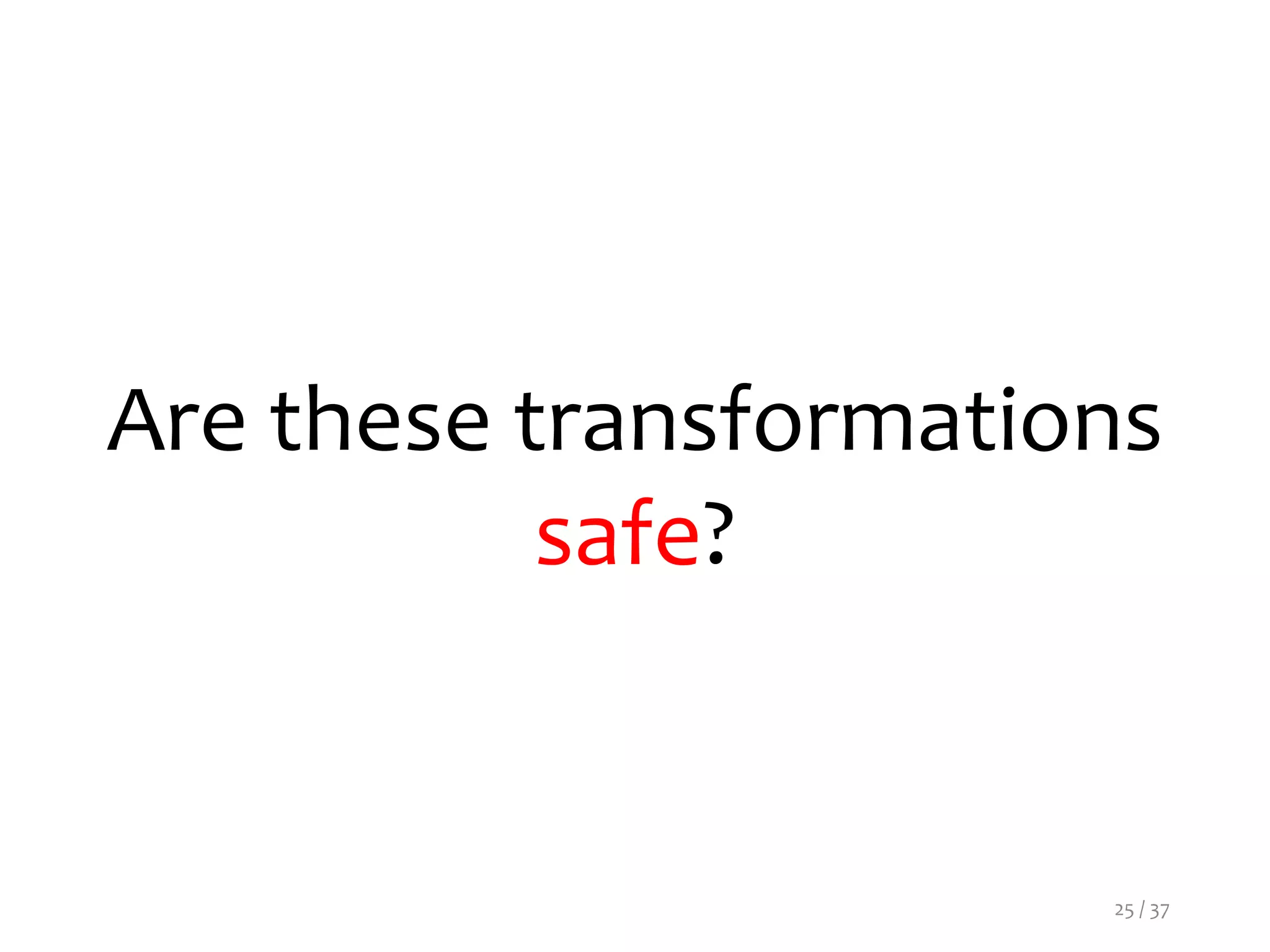 Are these transformations
safe?
25 / 37
 