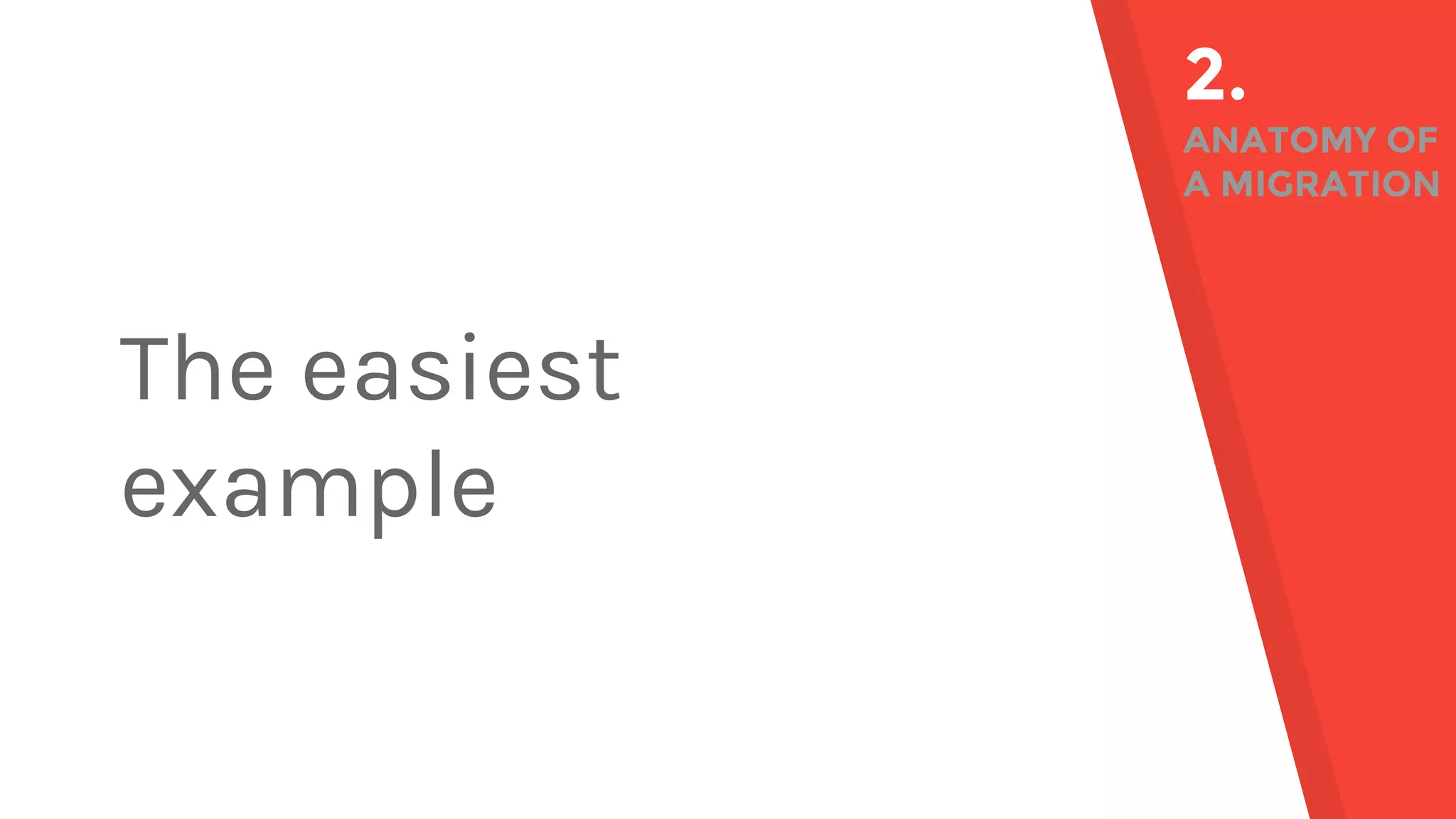 2. ANATOMY OF A MIGRATION The easiest example 