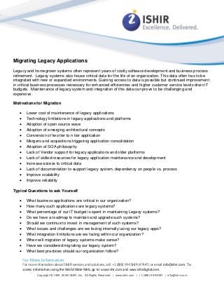 Migrating Legacy Applications Migrating Legacy Applications