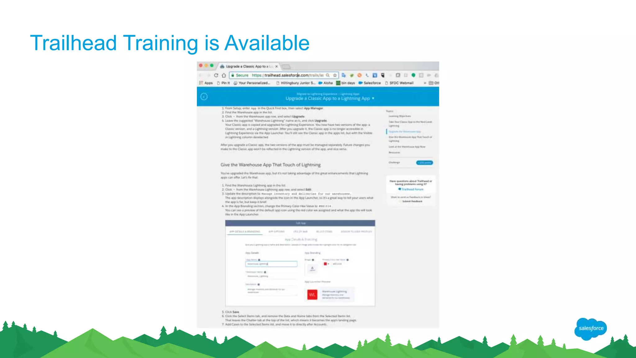 Trailhead Training is Available
 