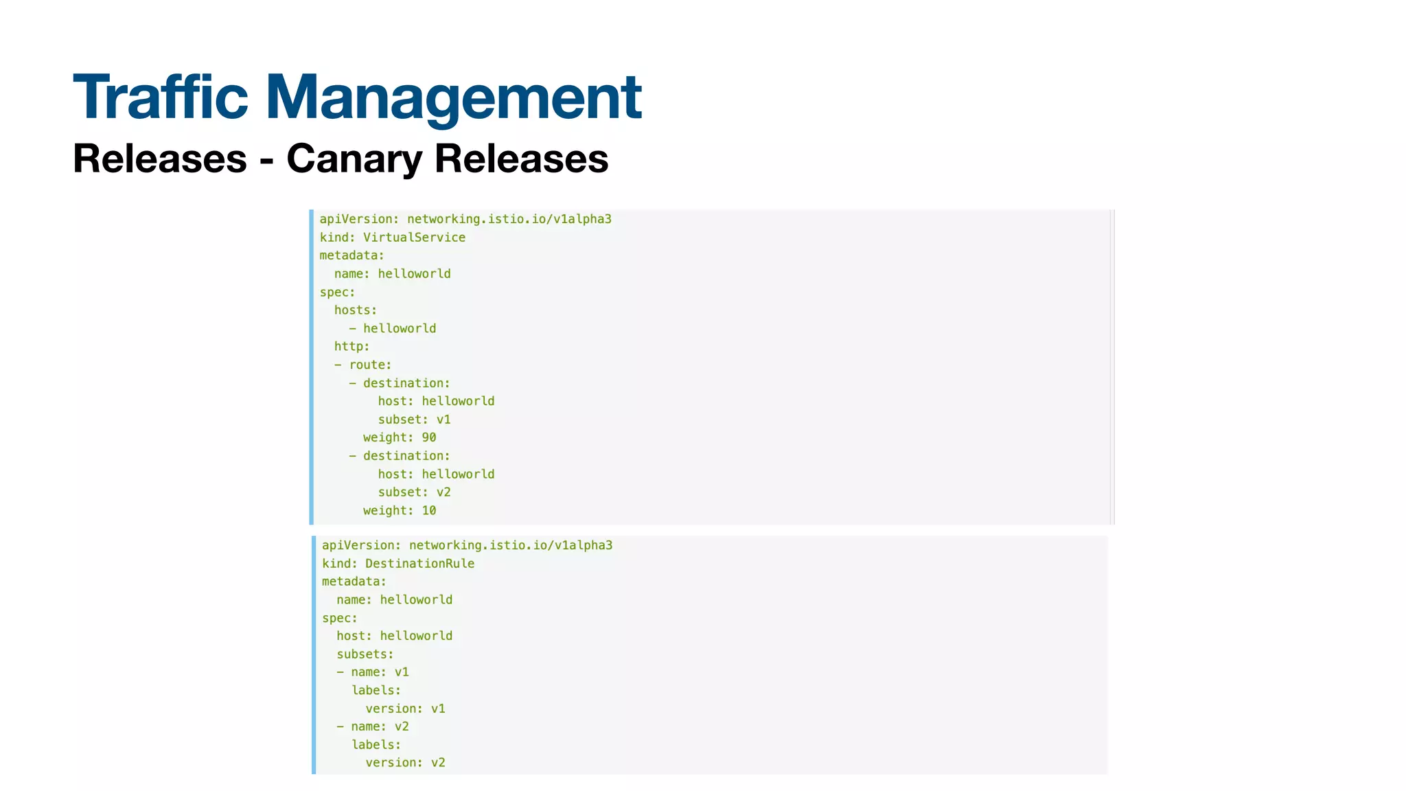 Traffic Management
Releases - Canary Releases
 