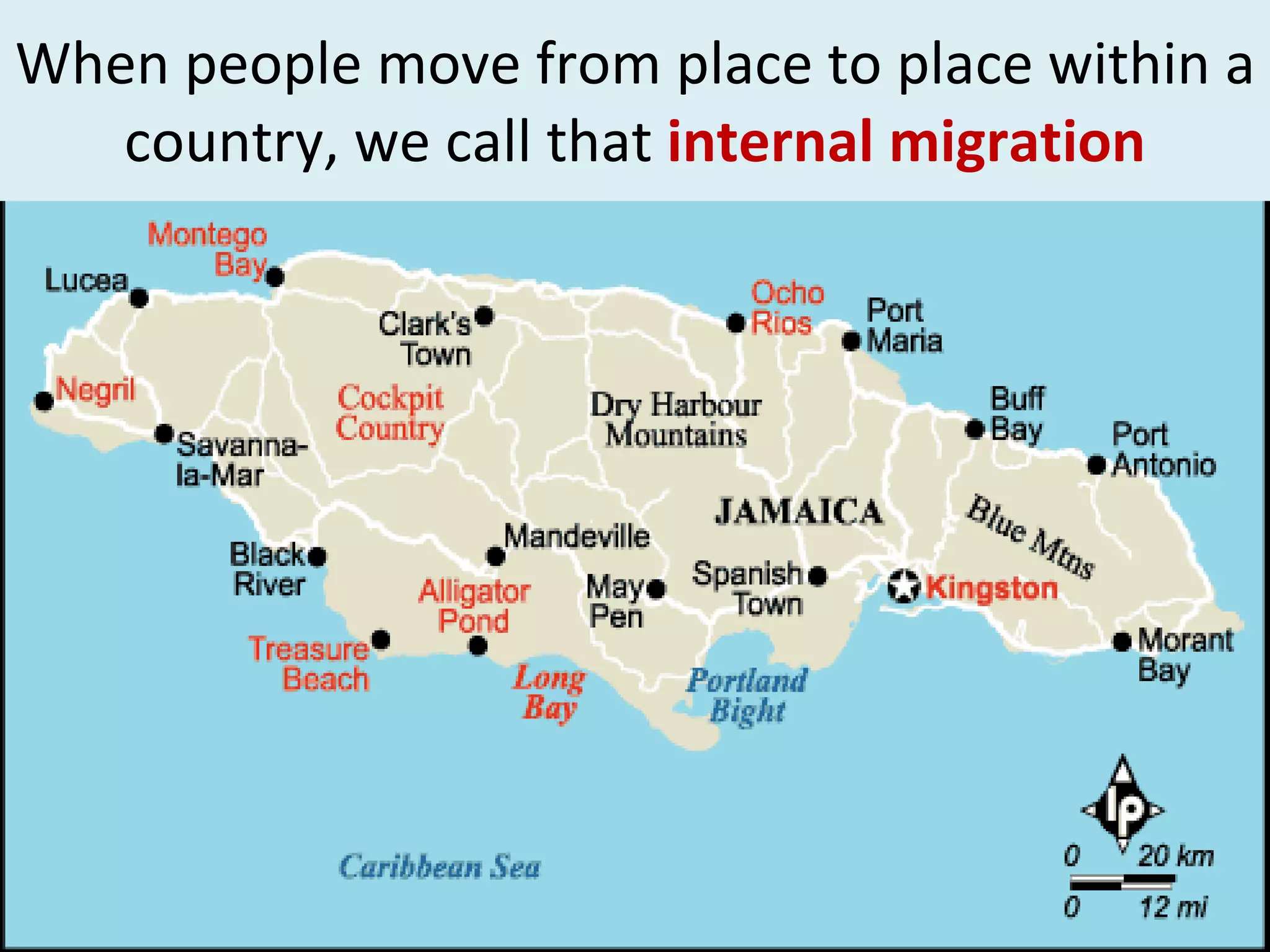 When people move from place to place within a country, we call that  internal migration 