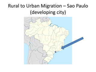 Rural to Urban Migration – Sao Paulo
(developing city)
 