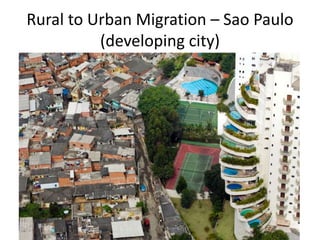 Rural to Urban Migration – Sao Paulo
(developing city)
 