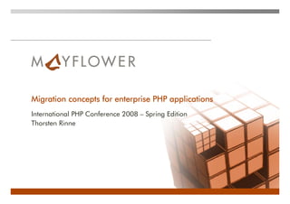Migration concepts for enterprise PHP applications
International PHP Conference 2008 – Spring Edition
Thorsten Rinne