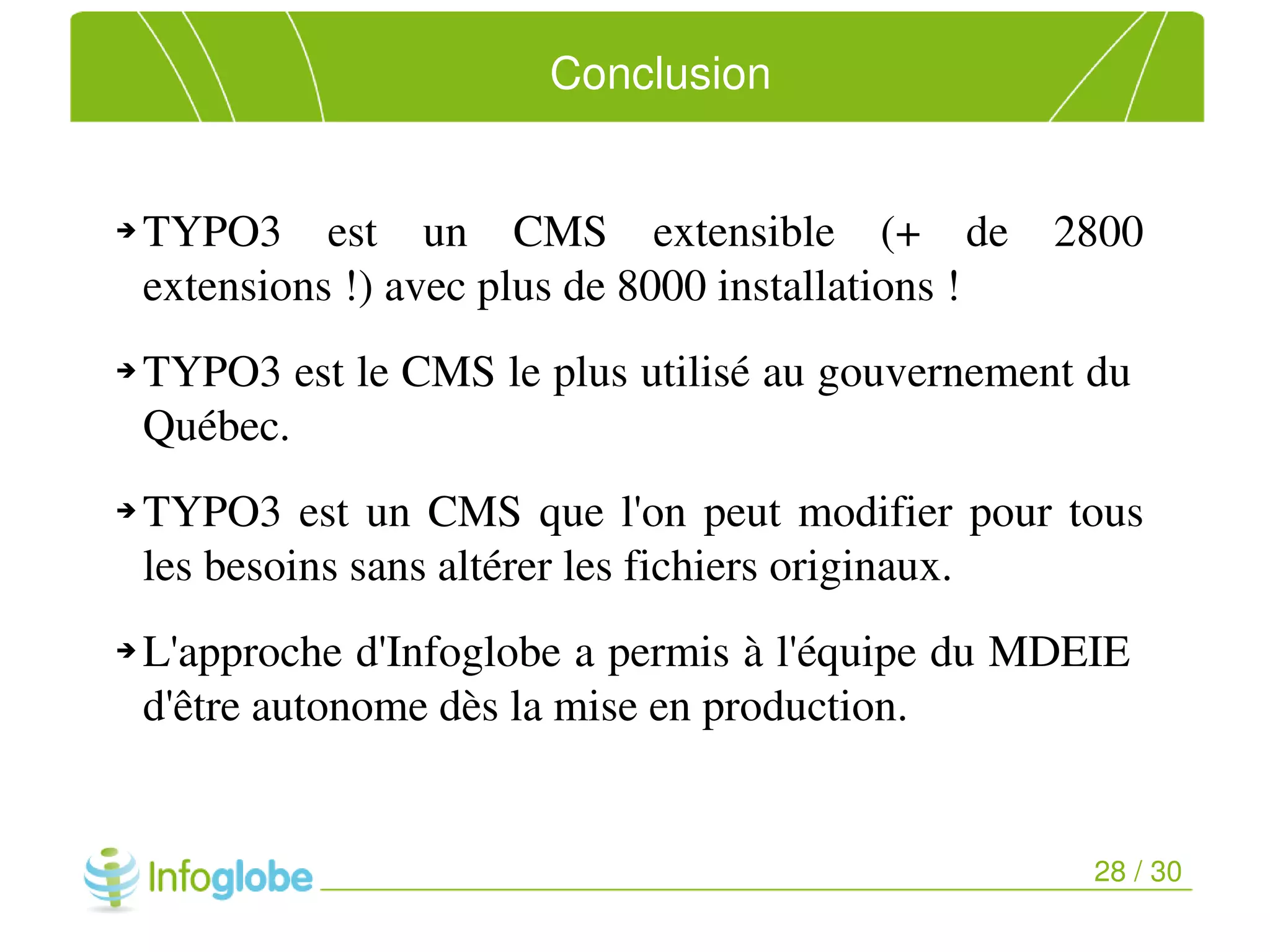 Migration du site du MDEIE vers le CMS TYPO3