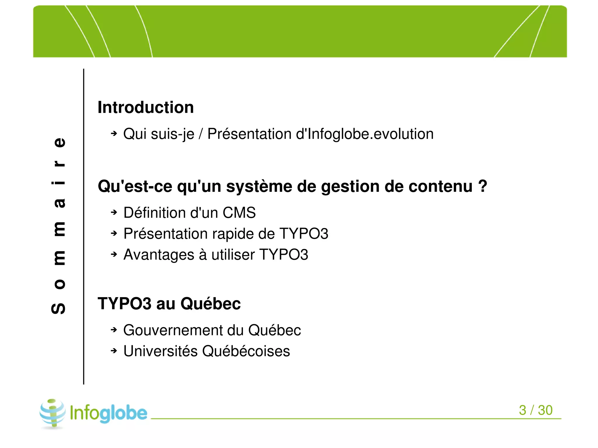 Migration du site du MDEIE vers le CMS TYPO3
