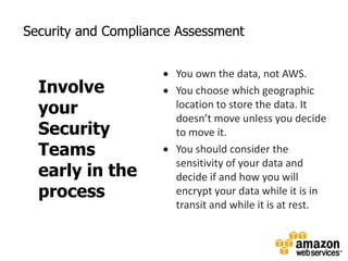 Security and Compliance AssessmentYou own the data, not AWS.