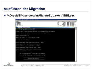 Ausführen der Migration%OracleBI%\server\bin\MigrateEUL.exe t:\EBE.eex