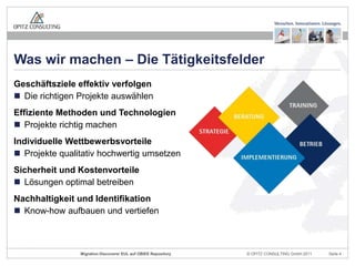 GeschäftszieleeffektivverfolgenDierichtigenProjekte auswählenEffizienteMethoden und TechnologienProjekterichtigmachenIndividuelleWettbewerbsvorteileProjektequalitativhochwertigumsetzenSicherheit und KostenvorteileLösungenoptimal betreibenNachhaltigkeit und IdentifikationKnow-howaufbauen und vertiefenWas wir machen – Die Tätigkeitsfelder