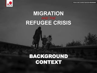 MIGRATION
AND THE
REFUGEE CRISIS
BACKGROUND
CONTEXT
Picture credit:Picture credit: Jonathan Hyams/Save the Children
 