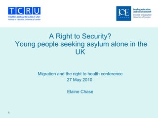 A Right to Security?  Young people seeking asylum alone in the UK ,[object Object],[object Object],[object Object]