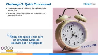 ”
• There was need of changing the technology in
record time
• Brainvire has completed all the process in the
required timeline
11/4/2020 13Brainvire.com Confidential © 2020
Challenge 3: Quick Turnaround
“Agility and speed is the core
of Bay Alarm Medical,
Brainvire put it on steroids
 