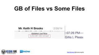 Keith Brooks @lotusevangelist
GB of Files vs Some Files
 
