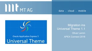 Migration ins
Universal Theme 1.1
Oliver Lemm
APEX Connect 2018
 