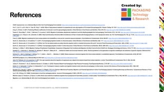 Created by:
References
 FACET exposure tool. (n.d.). Retrieved May 29, 2019, from Food Packaging Forum website: https://www.foodpackagingforum.org/food-packaging-health/facet-exposure-tool
 Fan, C., Cui, R., Lu, W., Chen, H., Yuan, M., & Qin, Y. (2019). Effect of high pressure treatment on properties and nano–Ag migration of PLA-based food packaging film. Polymer Testing, 76, 73–81. https://doi.org/10.1016/j.polymertesting.2019.03.005
 Fang, X., & Vitrac, O. (2017). Predicting diffusion coefficients of chemicals in and through packaging materials. Critical Reviews in Food Science and Nutrition, 57(2), 275–312. https://doi.org/10.1080/10408398.2013.849654
 Fasano, E., Bono-Blay, F., Cirillo, T., Montuori, P., & Lacorte, S. (2012). Migration of phthalates, alkylphenols, bisphenol A and di(2-ethylhexyl)adipate from food packaging. Food Control, 27(1), 132–138. https://doi.org/10.1016/j.foodcont.2012.03.005
 Feigenbaum, A. E., Riquet, A. M., & Scholler, D. (2000). Fatty Food Simulants: Solvents to Mimic the Behavior of Fats in Contact with Packaging Plastics. In ACS Symposium Series: Vol. 753. Food Packaging (Vol. 753, pp. 71–81). https://doi.org/10.1021/bk-2000-
0753.ch007
 Franz, R. (2005). Migration modelling from food-contact plastics into foodstuffs as a new tool for consumer exposure estimation. Food Additives & Contaminants, 22(10), 920–937. https://doi.org/10.1080/02652030500157700
 Gavriil, G., Kanavouras, A., & Coutelieris, F. A. (2017). Food-packaging migration models: A critical discussion. Critical Reviews in Food Science and Nutrition, 0(0), 1–11. https://doi.org/10.1080/10408398.2017.1317630
 Gavriil, G., Kanavouras, A., & Coutelieris, F. A. (2018a). Can Fick law-based models accurately describe migration within a complete food product life cycle? Journal of Food Processing and Preservation, 42(2), e13520. https://doi.org/10.1111/jfpp.13520
 Gavriil, G., Kanavouras, A., & Coutelieris, F. A. (2018b). Food-packaging migration models: A critical discussion. Critical Reviews in Food Science and Nutrition, 58(13), 2262–2272. https://doi.org/10.1080/10408398.2017.1317630
 Gehring, C., & Welle, F. (2018). Migration Testing of Polyethylene Terephthalate: Comparison of Regulated Test Conditions with Migration into Real Food at the End of Shelf Life. Packaging Technology and Science, 31(12), 771–780. https://doi.org/10.1002/pts.2291
 Hoekstra, E. J., Simoneau, C., Brandsch, R., Dequatre, P., Mercea, P., Milana, M.-R., … Institute for Health and Consumer Protection. (2015). Practical guidelines on the application of migration modelling for the estimation of specific migration. Retrieved from
http://dx.publications.europa.eu/10.2788/04517
 Holmes, M. J., Hart, A., Northing, P., Oldring, P. K. T., Castle, L., Stott, D., … Wardman, O. (2005). Dietary exposure to chemical migrants from food contact materials: A probabilistic approach. Food Additives & Contaminants, 22(10), 907–919.
https://doi.org/10.1080/02652030500307172
 INCDTIM Cluj-Napoca. (n.d.). Retrieved May 29, 2019, from https://www.itim-cj.ro/en/index.php?menu=2&submenu=23gr1
 Jokar, M., Pedersen, G. A., & Loeschner, K. (2017). Six open questions about the migration of engineered nano-objects from polymer-based food-contact materials: a review. Food Additives & Contaminants: Part A, 34(3), 434–450.
https://doi.org/10.1080/19440049.2016.1271462
 Juliano, P., Koutchma, T., Sui, Q., Barbosa-Cánovas, G., & Sadler, G. (2010). Polymeric-Based Food Packaging for High-Pressure Processing. Food Engineering Reviews, 2, 274–297. https://doi.org/10.1007/s12393-010-9026-0
 Kadam, A. A., Karbowiak, T., Voilley, A., & Debeaufort, F. (n.d.). Techniques to measure sorption and migration between small molecules and packaging. A critical review. Journal of the Science of Food and Agriculture, 95(7), 1395–1407.
https://doi.org/10.1002/jsfa.6872
 Kuorwel, K. K., Cran, M. J., Orbell, J. D., Buddhadasa, S., & Bigger, S. W. (n.d.). Review of Mechanical Properties, Migration, and Potential Applications in Active Food Packaging Systems Containing Nanoclays and Nanosilver. Comprehensive Reviews in Food
Science and Food Safety, 14(4), 411–430. https://doi.org/10.1111/1541-4337.12139
 Lau, O.-W., & Wong, S.-K. (2000). Contamination in food from packaging material. Journal of Chromatography A, 882(1), 255–270. https://doi.org/10.1016/S0021-9673(00)00356-3
 Martínez-López, B., Gontard, N., & Peyron, S. (2018). Worst case prediction of additives migration from polystyrene for food safety purposes: a model update. Food Additives & Contaminants: Part A, 35(3), 563–576. https://doi.org/10.1080/19440049.2017.1402129
 Migration. (n.d.). Retrieved May 28, 2019, from Food Packaging Forum website: https://www.foodpackagingforum.org/food-packaging-health/migration
© INSTITUTE OF FOOD TECHNOLOGISTS | ALL RIGHTS RESERVED16
 