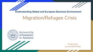 Migration/Refugee Crisis
Prepared by:
Suman BHATTARAI
Understanding Global and European Business Environment
 