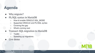 Migrations from PLSQL and Transact-SQL - m18