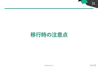 ©2020 Graat Inc.
移行時の注意点
31
 