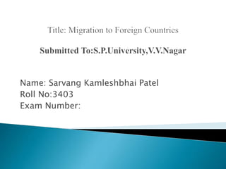 Name: Sarvang Kamleshbhai Patel
Roll No:3403
Exam Number:
 