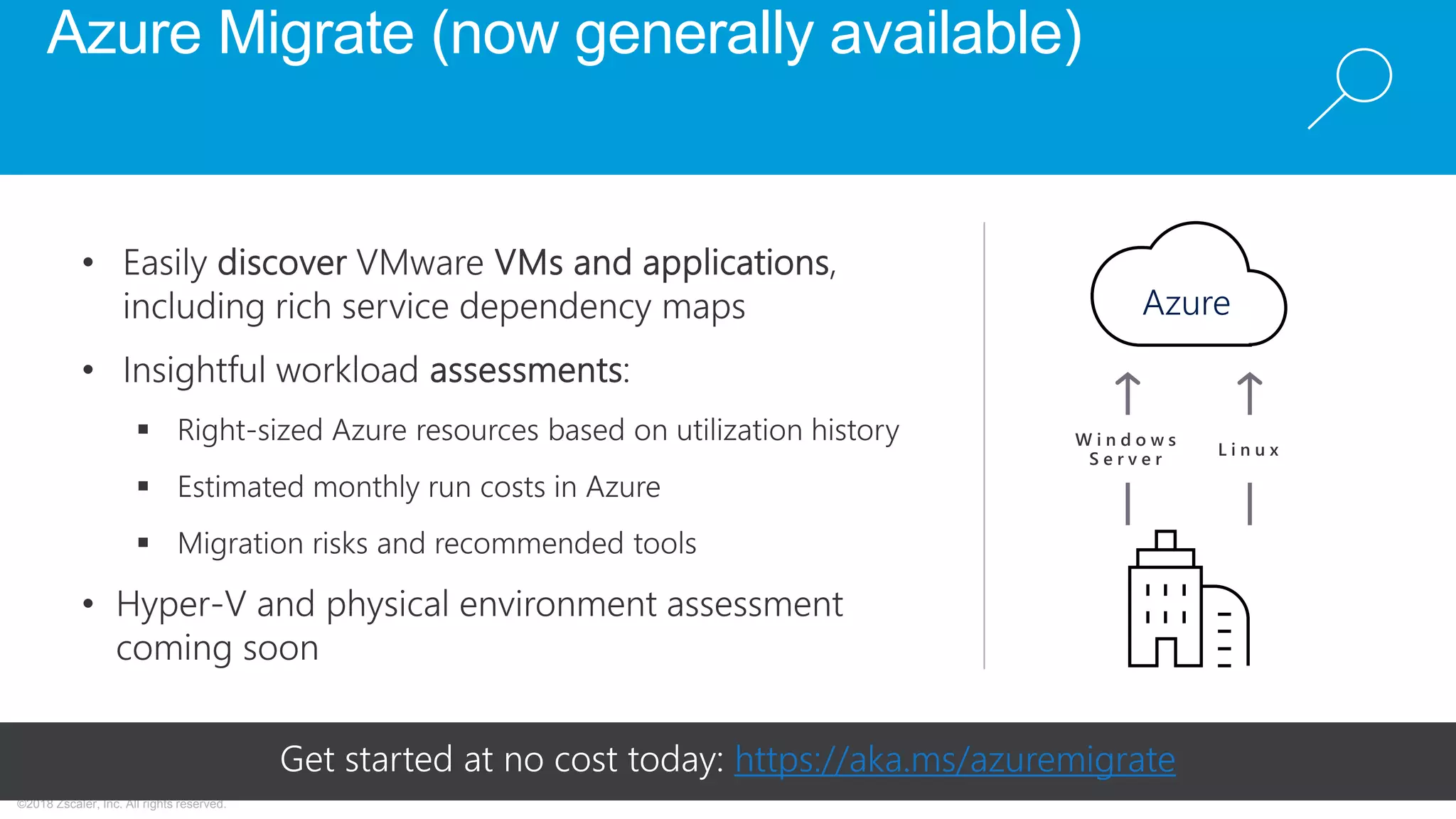 ©2018 Zscaler, Inc. All rights reserved.
Azure Migrate (now generally available)
https://aka.ms/azuremigrate
 