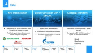 Case_4
 Selective data transformation allows a phased
approach
 Move gradually to SAP S/4HANA innovations −
System and l...