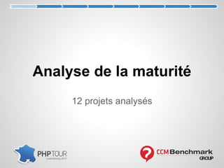 12 projets analysés
Analyse de la maturité
 