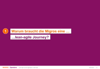1
…lean-agile Journey?
Warum braucht die Migros eine …
16.06.2021 | 2
Lean-Agile Journey @ Migros | Joël Krapf
 