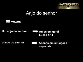 Anjo do senhor68 vezesUm anjo do senhorAnjos em geral Lucas 1:11o anjo do senhorApenas em situações especiais